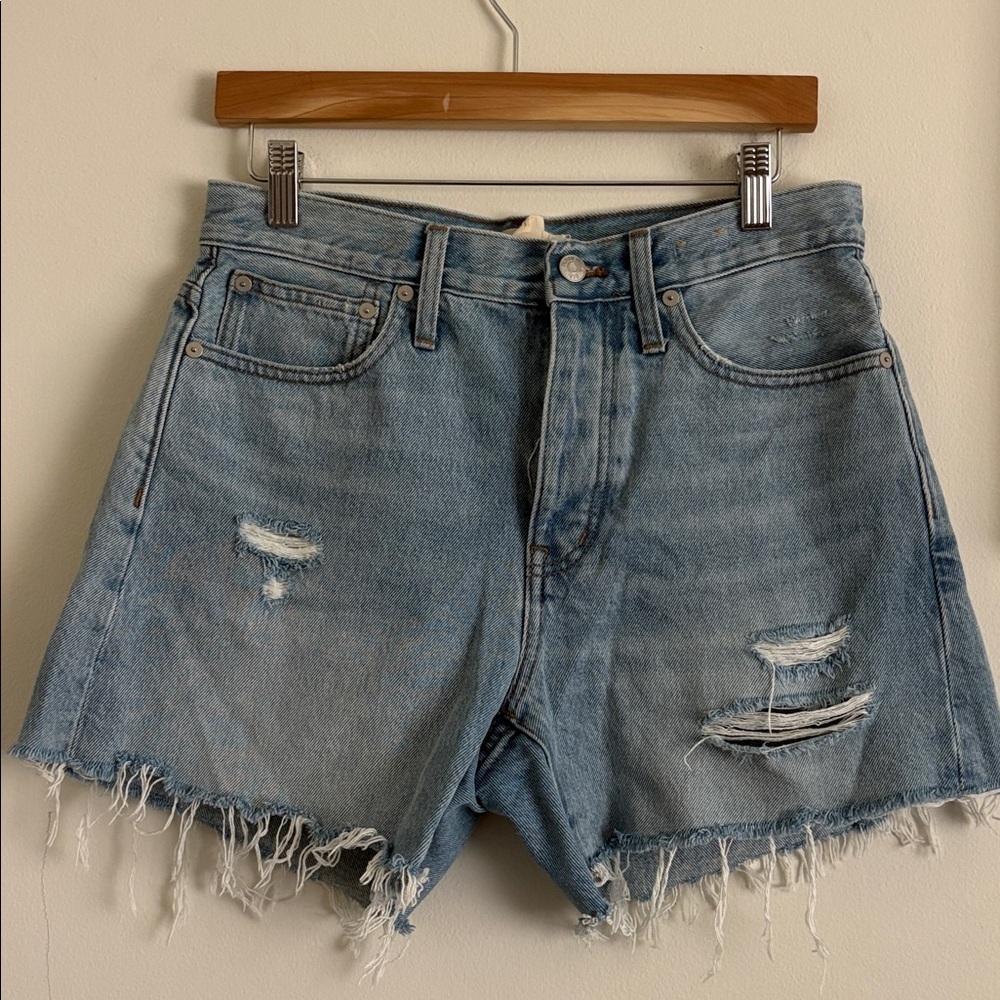 Madewell 100 % Cotton Shorts Relaxed Mid- Length Denim Shorts Size 26
